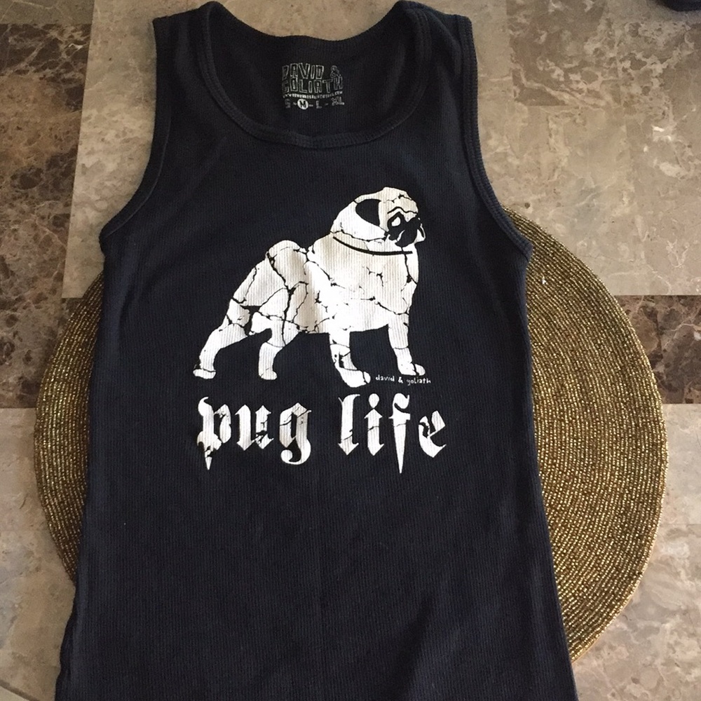 Pug life  Black tank by David and Goliath